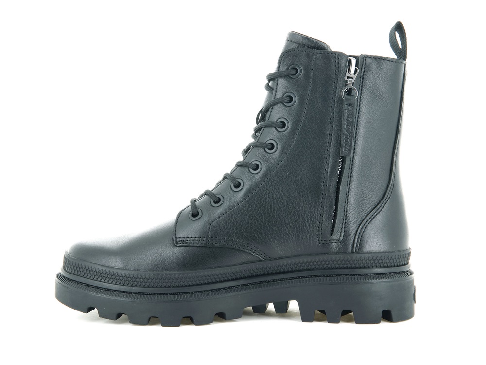 Botas De Invierno Palladium PALLATROOPER OFF LEATHER Mujer Negras | Costa Rica-51248